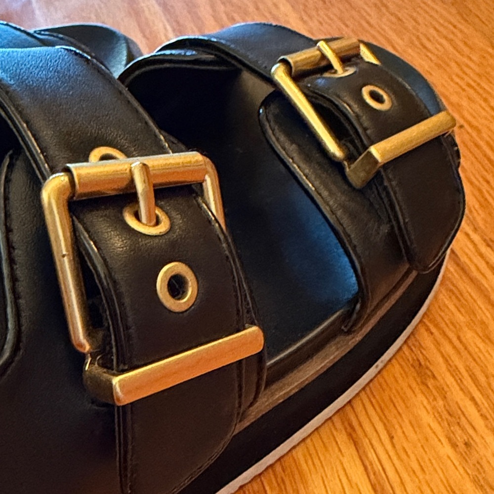 Vince Camuto Anivay Black Sandals with Gold Buckles - Picture 8 of 10